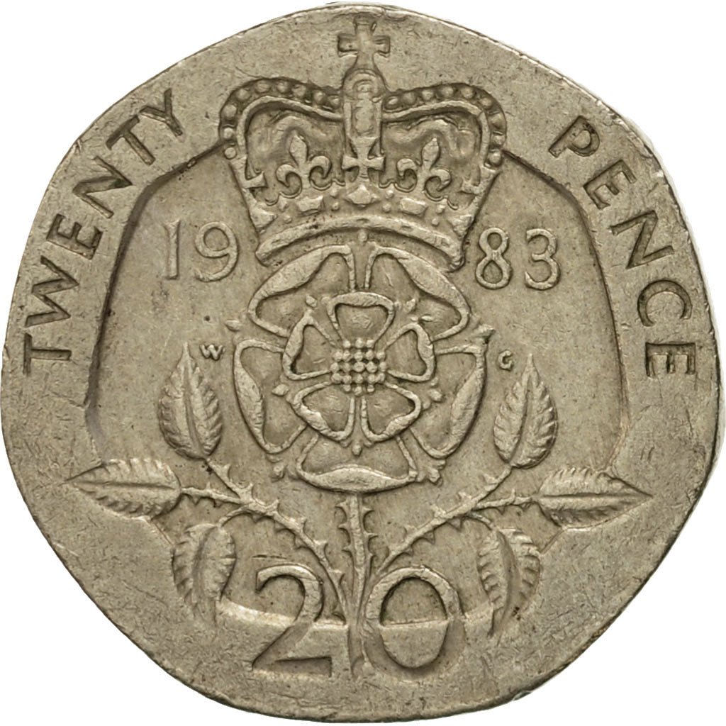 Coin, Great Britain, Elizabeth II, 20 Pence, 1983, VF(30-35), Copper-nickel
