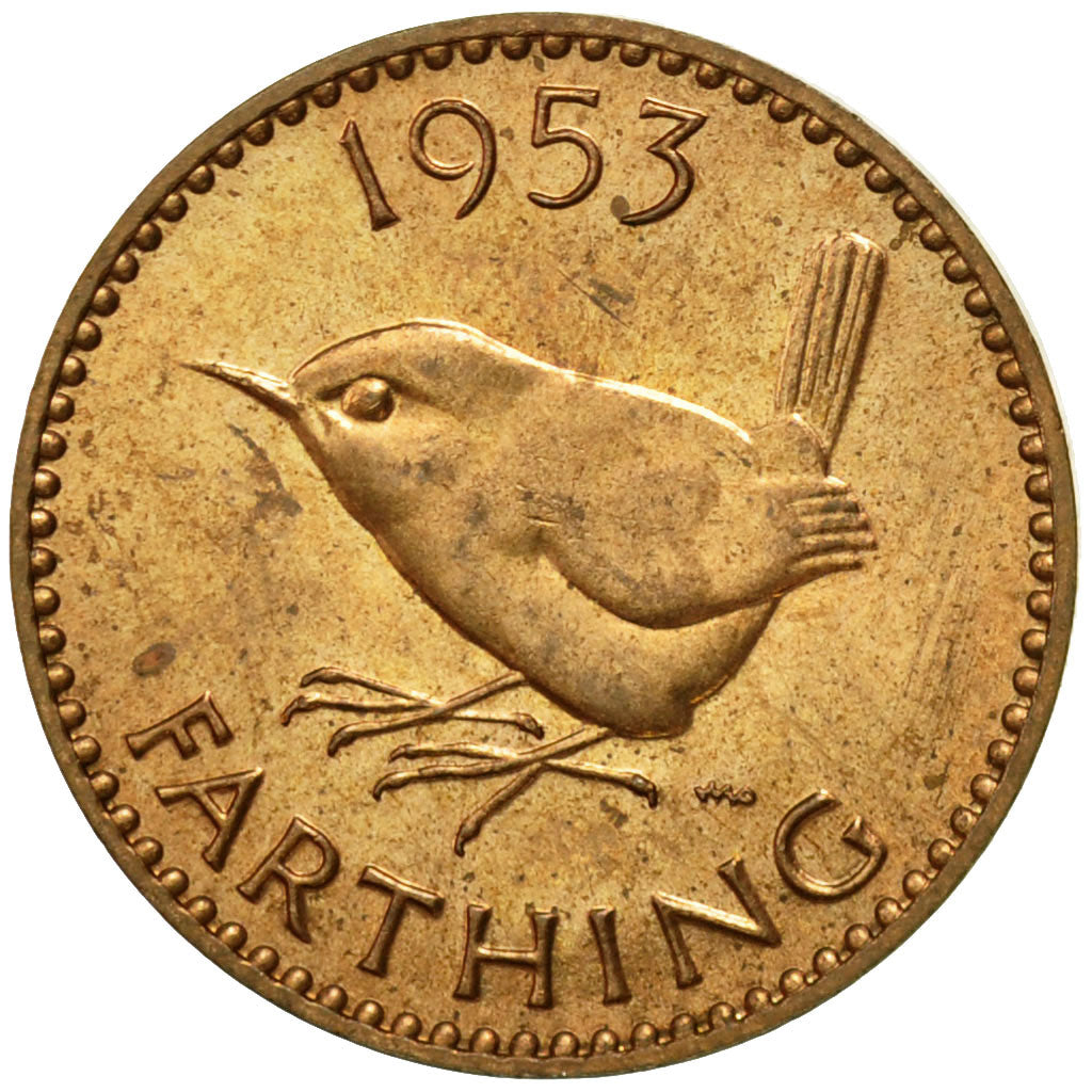 Coin, Great Britain, Elizabeth II, Farthing, 1953, VF(20-25), Bronze, KM:881
