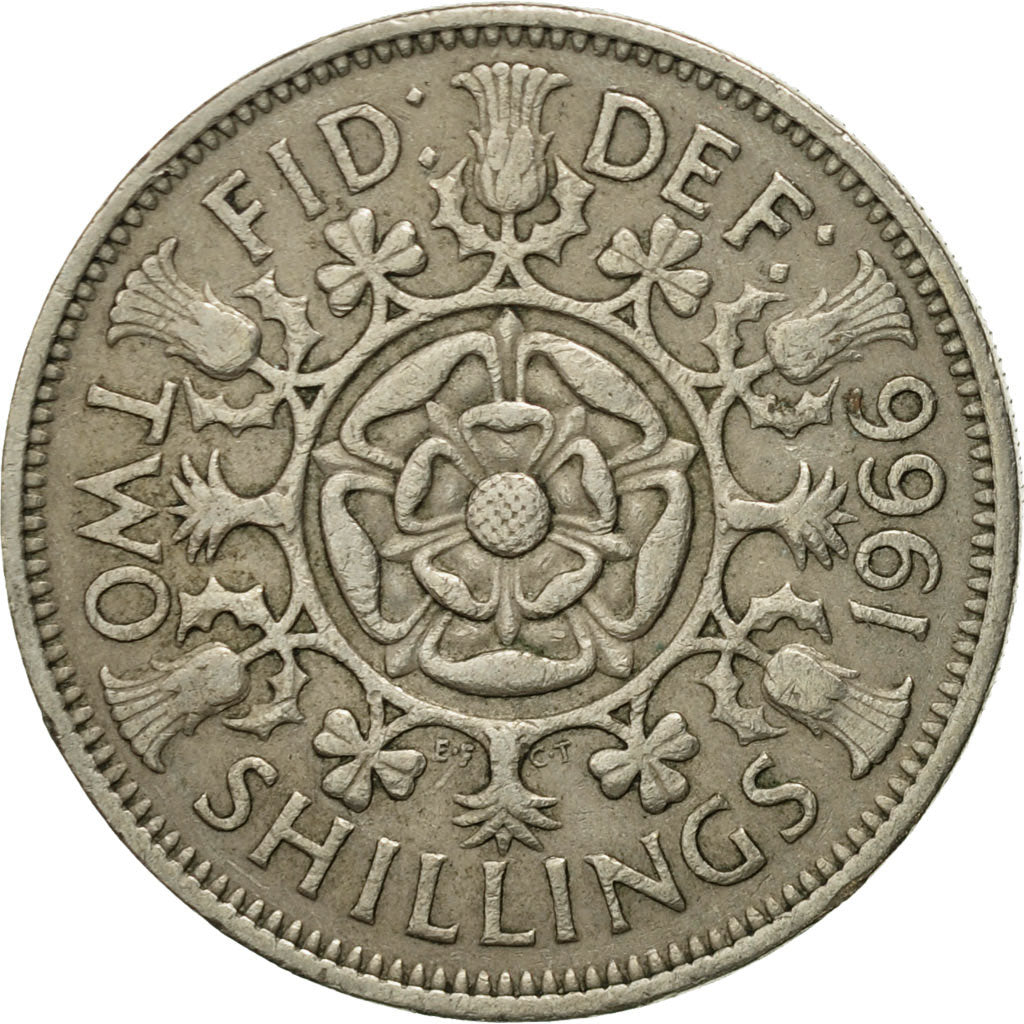Coin, Great Britain, Elizabeth II, Florin, Two Shillings, 1966, VF(30-35)