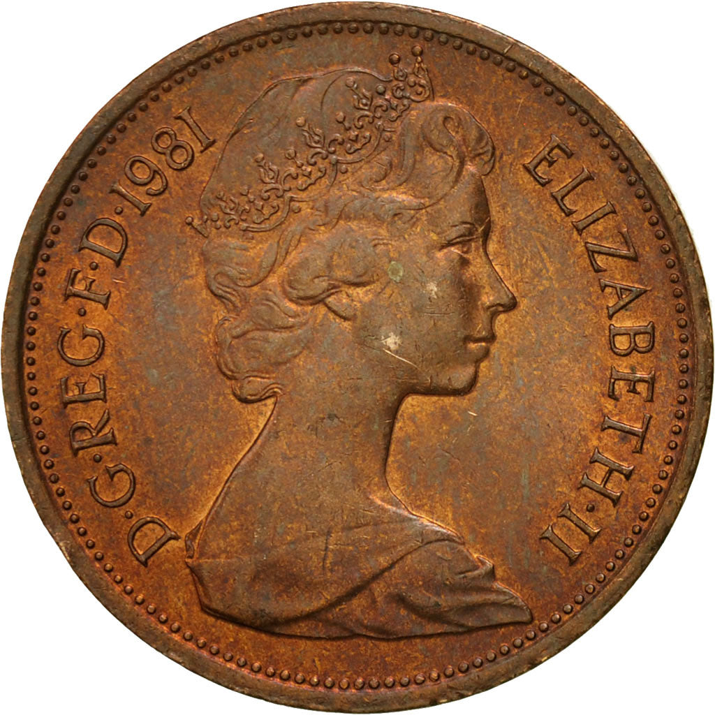 Münze, Großbritannien, Elizabeth II, 2 New Pence, 1981, S, Bronze, KM:916