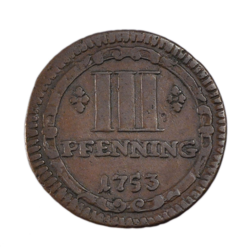 Coin, German States, MUNSTER, 3 Pfenning, 1753, EF(40-45), Copper, KM:430