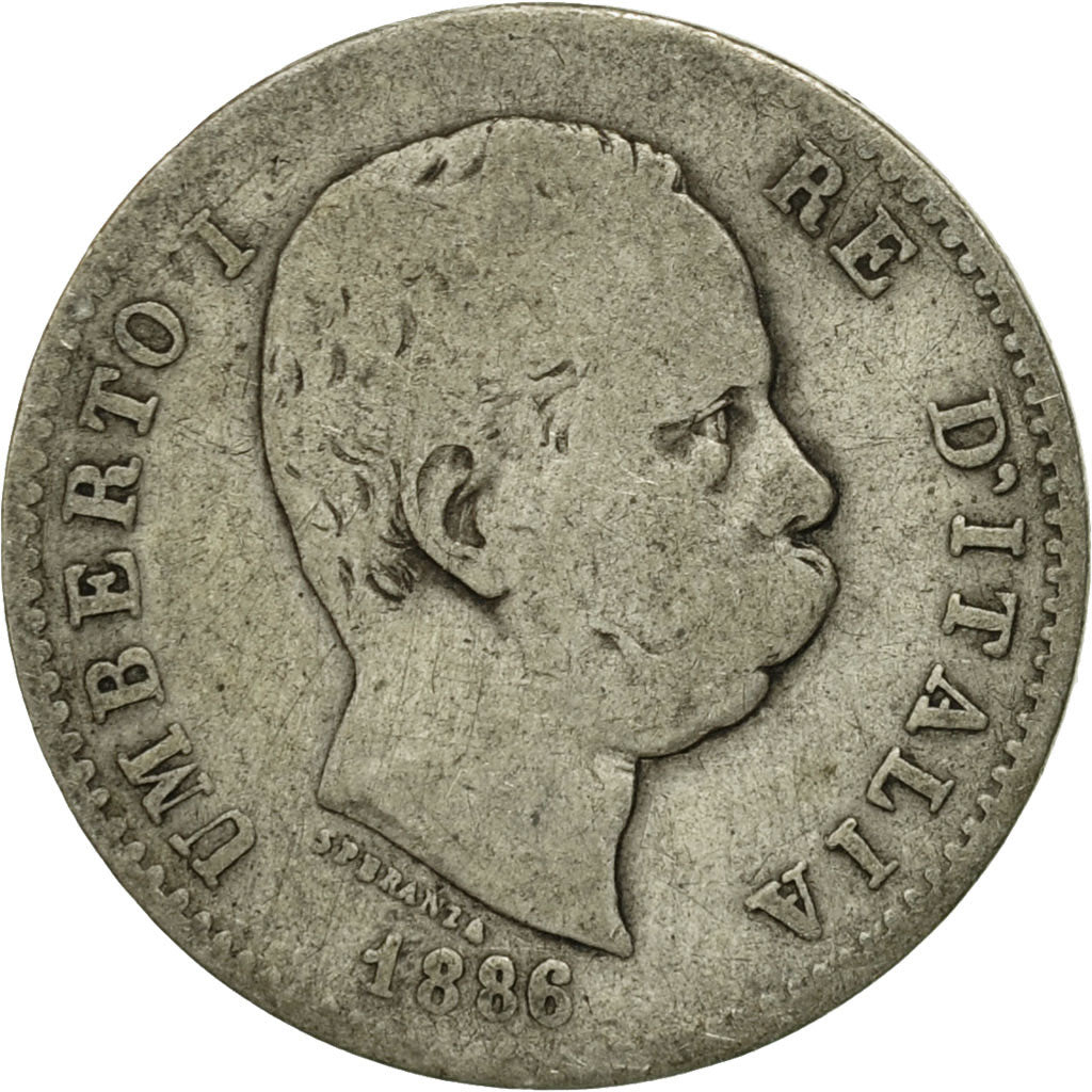 Coin, Italy, Umberto I, Lira, 1886, Rome, VF(20-25), Silver, KM:24.1