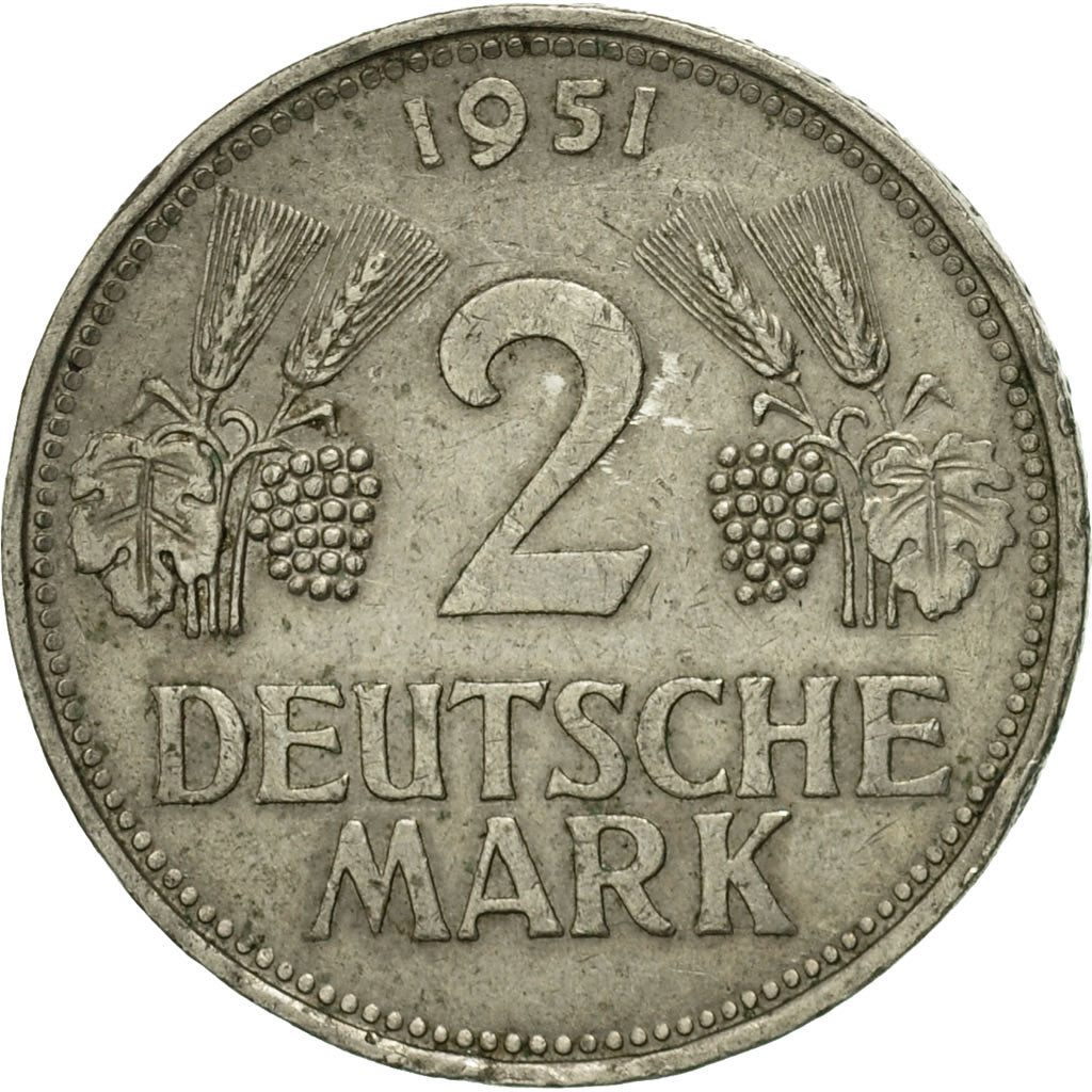 Munten, Federale Duitse Republiek, 2 Mark, 1951, Munich, FR, Copper-nickel