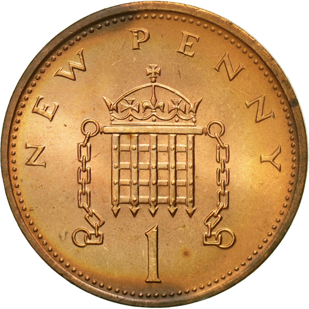 Coin, Great Britain, Elizabeth II, New Penny, 1971, AU(50-53), Bronze, KM:915