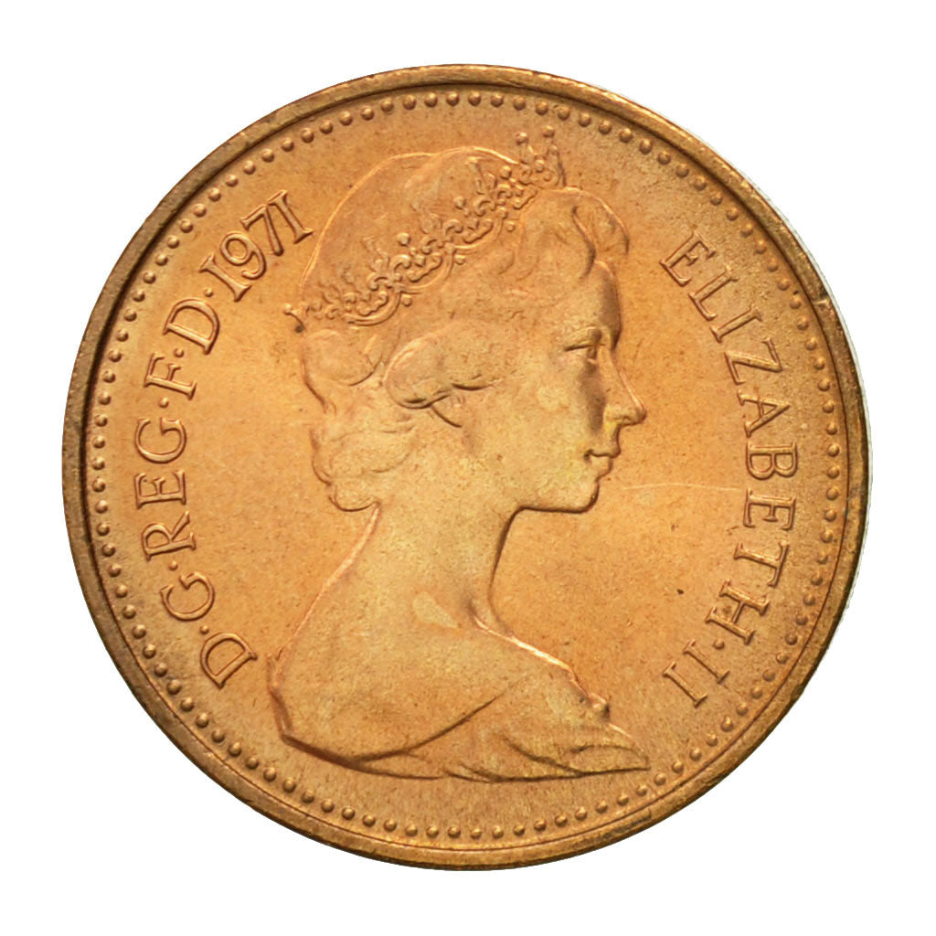 Coin, Great Britain, Elizabeth II, 1/2 New Penny, 1971, AU(55-58), Bronze