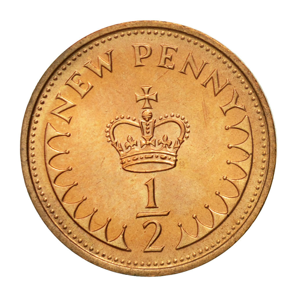 Coin, Great Britain, Elizabeth II, 1/2 New Penny, 1971, AU(55-58), Bronze