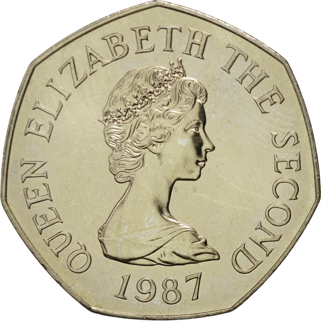 Coin, Jersey, Elizabeth II, 50 Pence, 1987, MS(60-62), Copper-nickel, KM:58.1