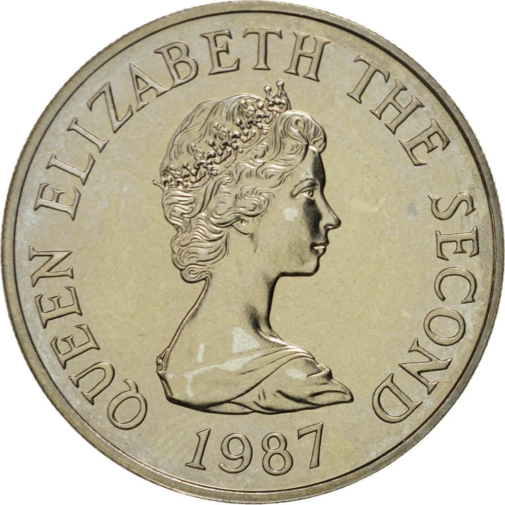 Coin, Jersey, Elizabeth II, 10 Pence, 1987, MS(60-62), Copper-nickel, KM:57.1