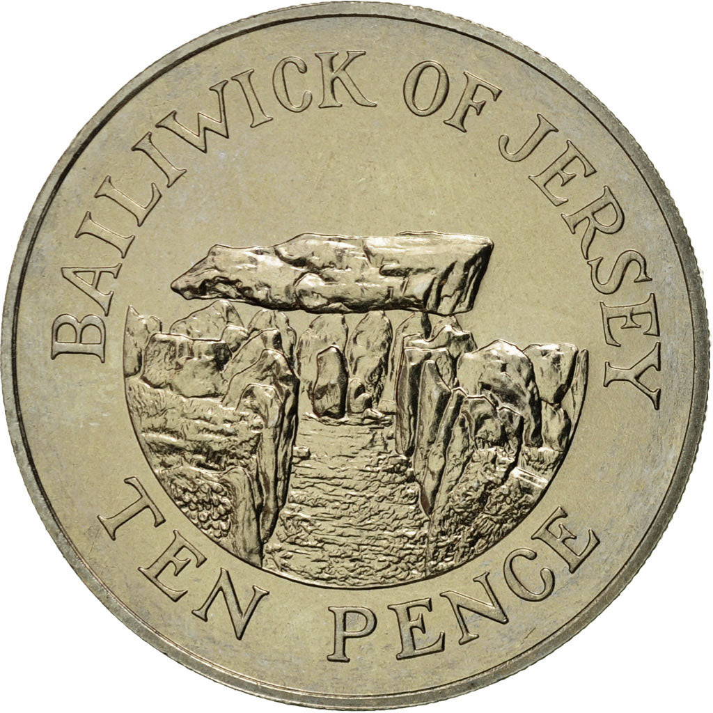 Coin, Jersey, Elizabeth II, 10 Pence, 1987, MS(60-62), Copper-nickel, KM:57.1