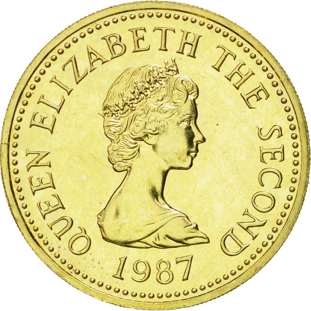 Coin, Jersey, Elizabeth II, Pound, 1987, MS(60-62), Nickel-brass, KM:71