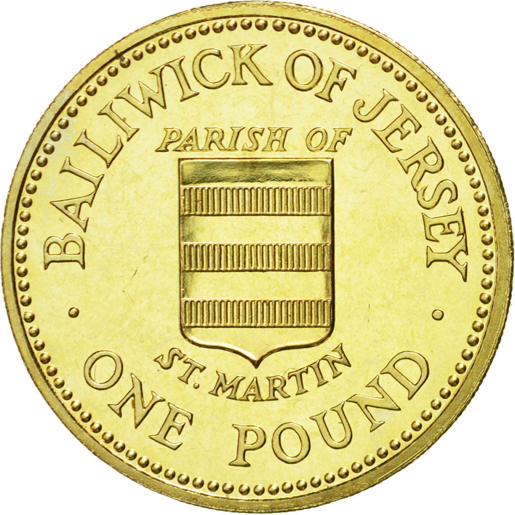 Coin, Jersey, Elizabeth II, Pound, 1987, MS(60-62), Nickel-brass, KM:71