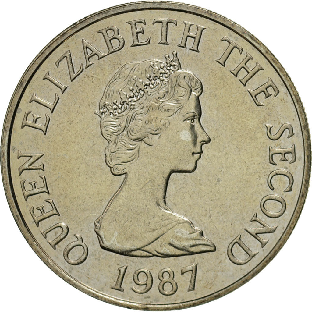 Coin, Jersey, Elizabeth II, 5 Pence, 1987, MS(60-62), Copper-nickel, KM:56.1