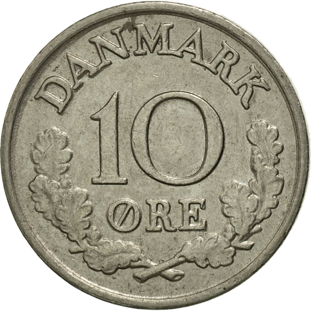 Coin, Denmark, Frederik IX, 10 Öre, 1966, Copenhagen, EF(40-45), Copper-nickel