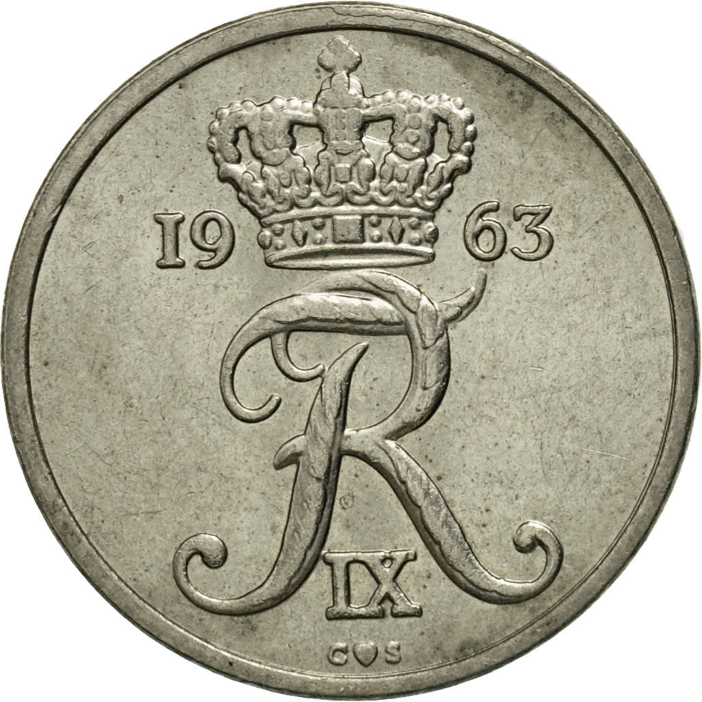 Coin, Denmark, Frederik IX, 10 Öre, 1963, Copenhagen, EF(40-45), Copper-nickel