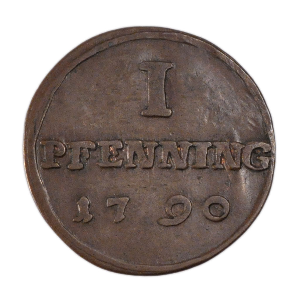 GERMAN STATES, Pfennig, 1790, KM #450, AU(50-53), Copper, 2.10