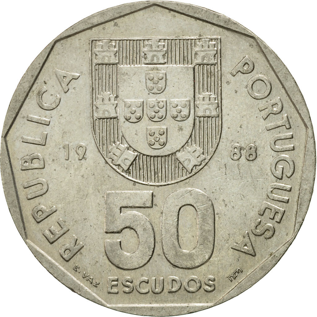 Coin, Portugal, 50 Escudos, 1988, VF(30-35), Copper-nickel, KM:636