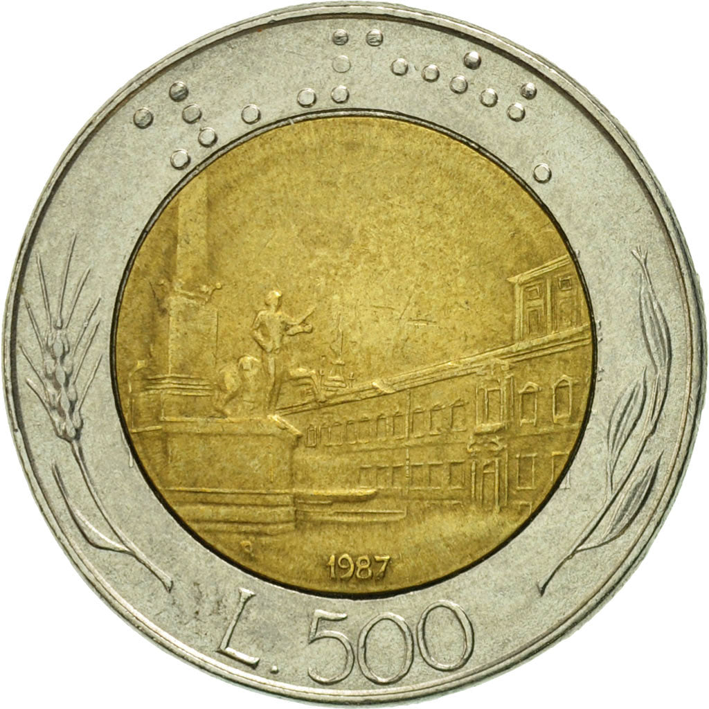 Coin, Italy, 500 Lire, 1987, Rome, VF(30-35), Bi-Metallic, KM:111