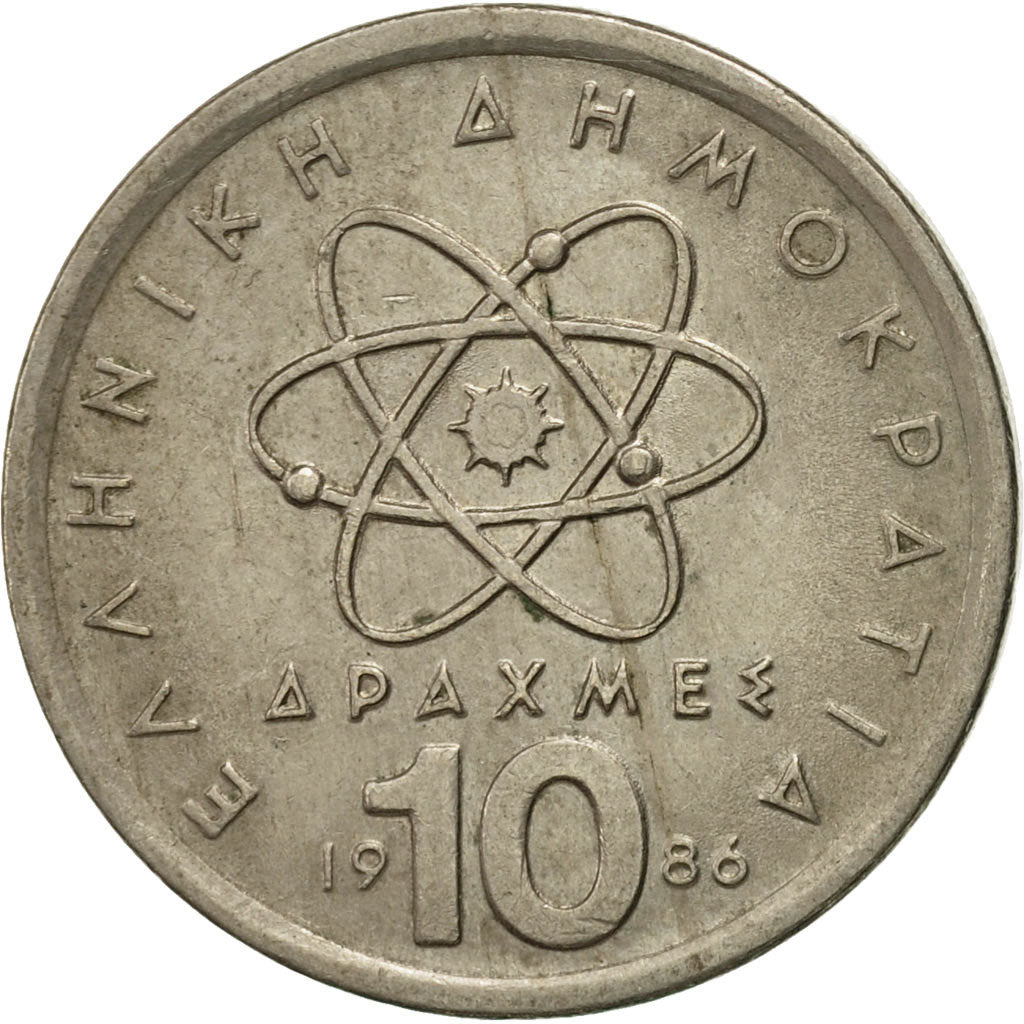 Moneta, Grecia, 10 Drachmes, 1986, MB+, Rame-nichel, KM:132