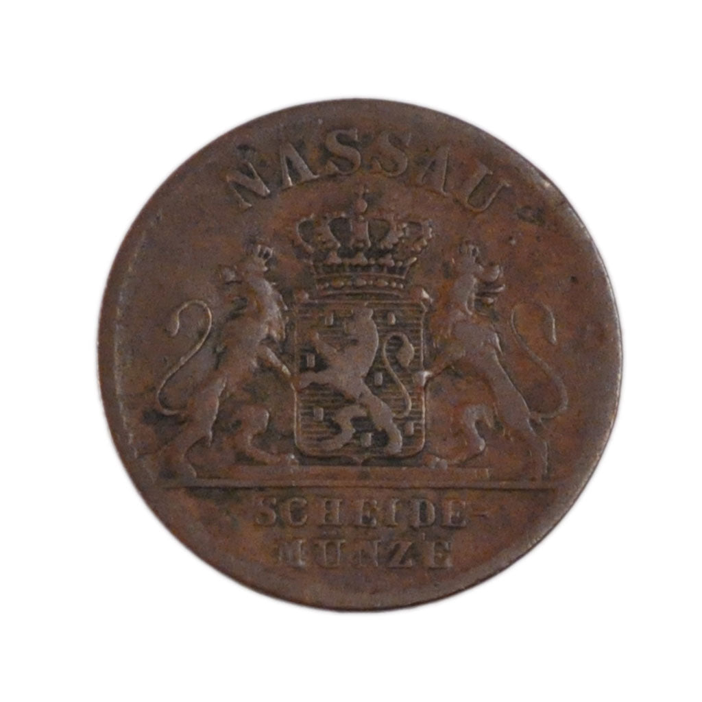 GERMAN STATES, Pfennig, 1860, Wiesbaden, KM #73, VF(20-25), Copper, 1.10