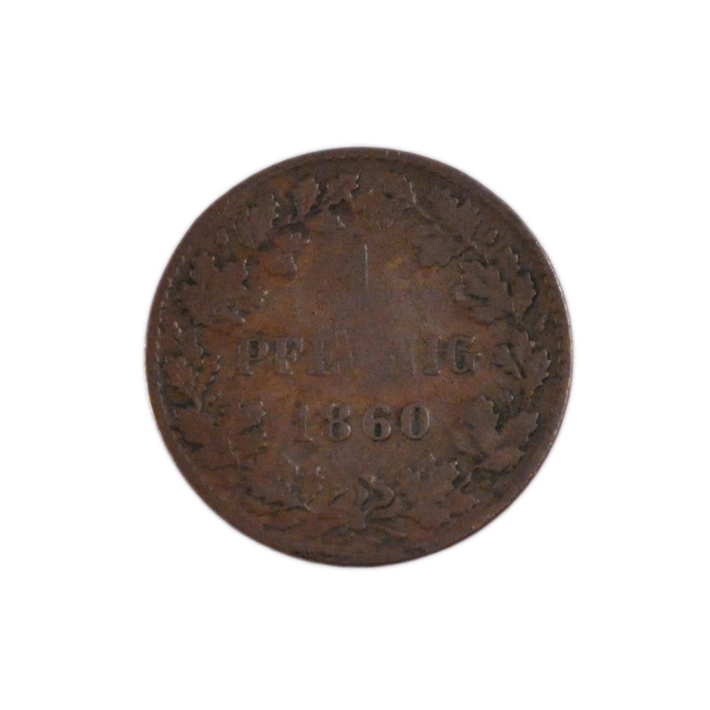GERMAN STATES, Pfennig, 1860, Wiesbaden, KM #73, VF(20-25), Copper, 1.10