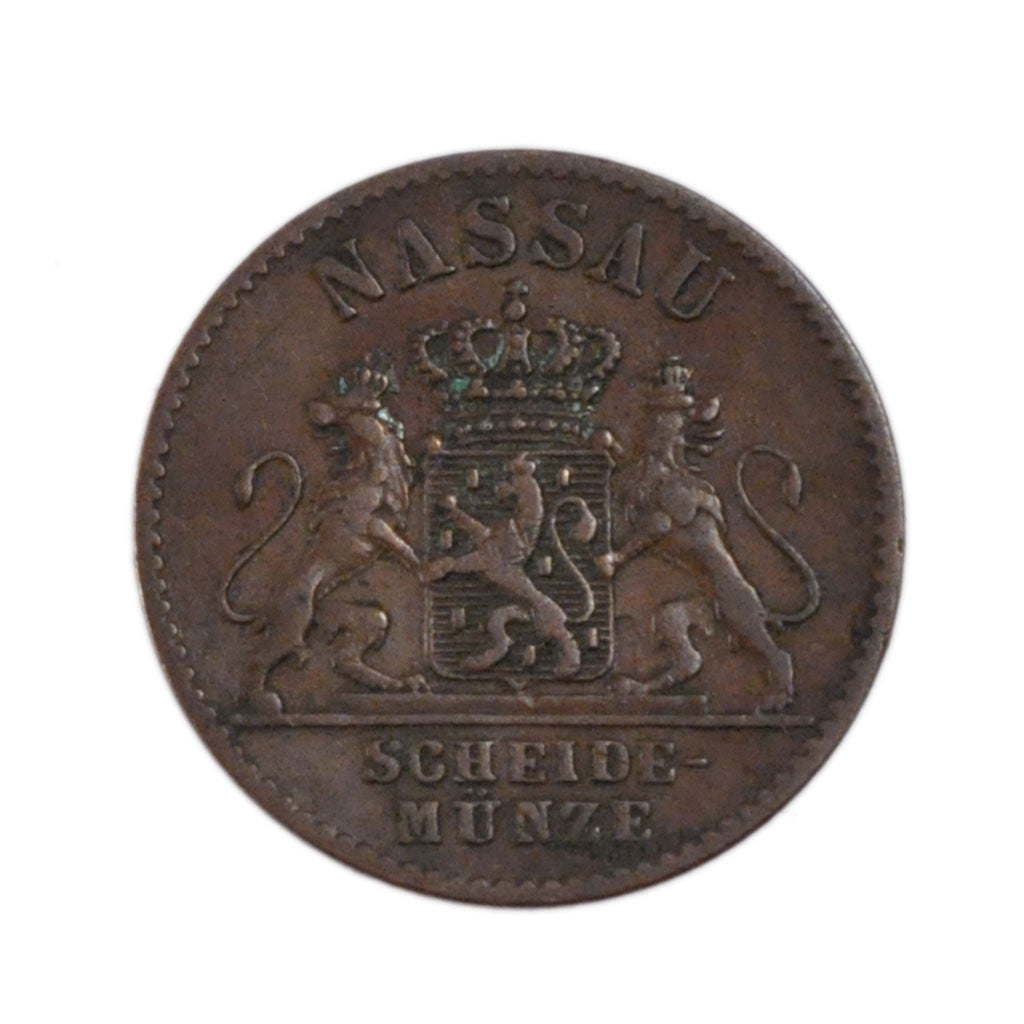 Coin, German States, NASSAU, Adolph, Pfennig, 1860, Wiesbaden, VF(30-35), Copper