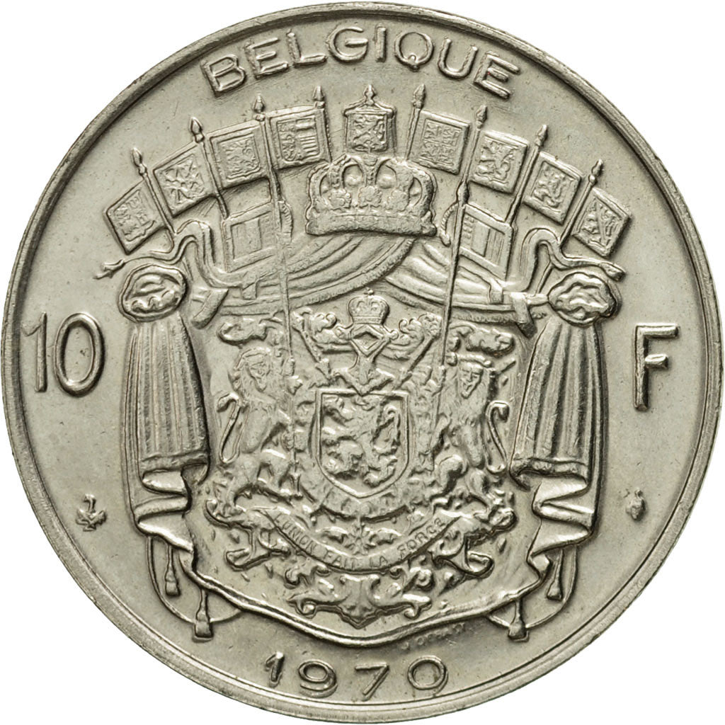 Moneta, Belgia, 10 Francs, 10 Frank, 1970, Brussels, VF(30-35), Nikiel, KM:155.1