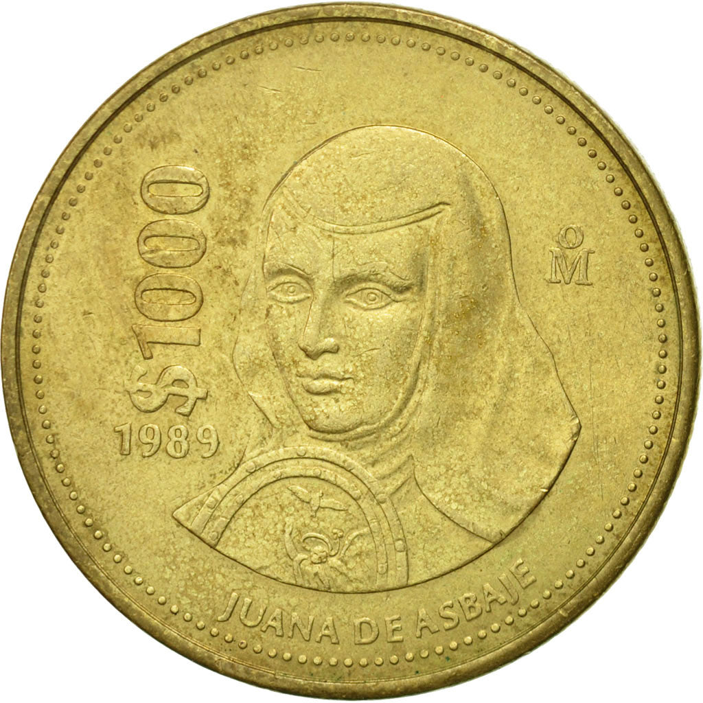 Moneta, Messico, 1000 Pesos, 1989, Mexico City, MB, Alluminio-bronzo, KM:536