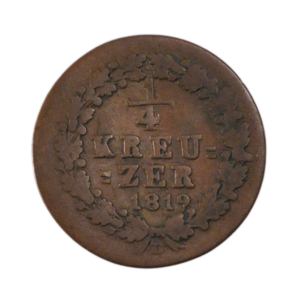 GERMAN STATES, 1/4 Kreuzer, 1819, Usingen, KM #41, VF(20-25), Copper, 1.30