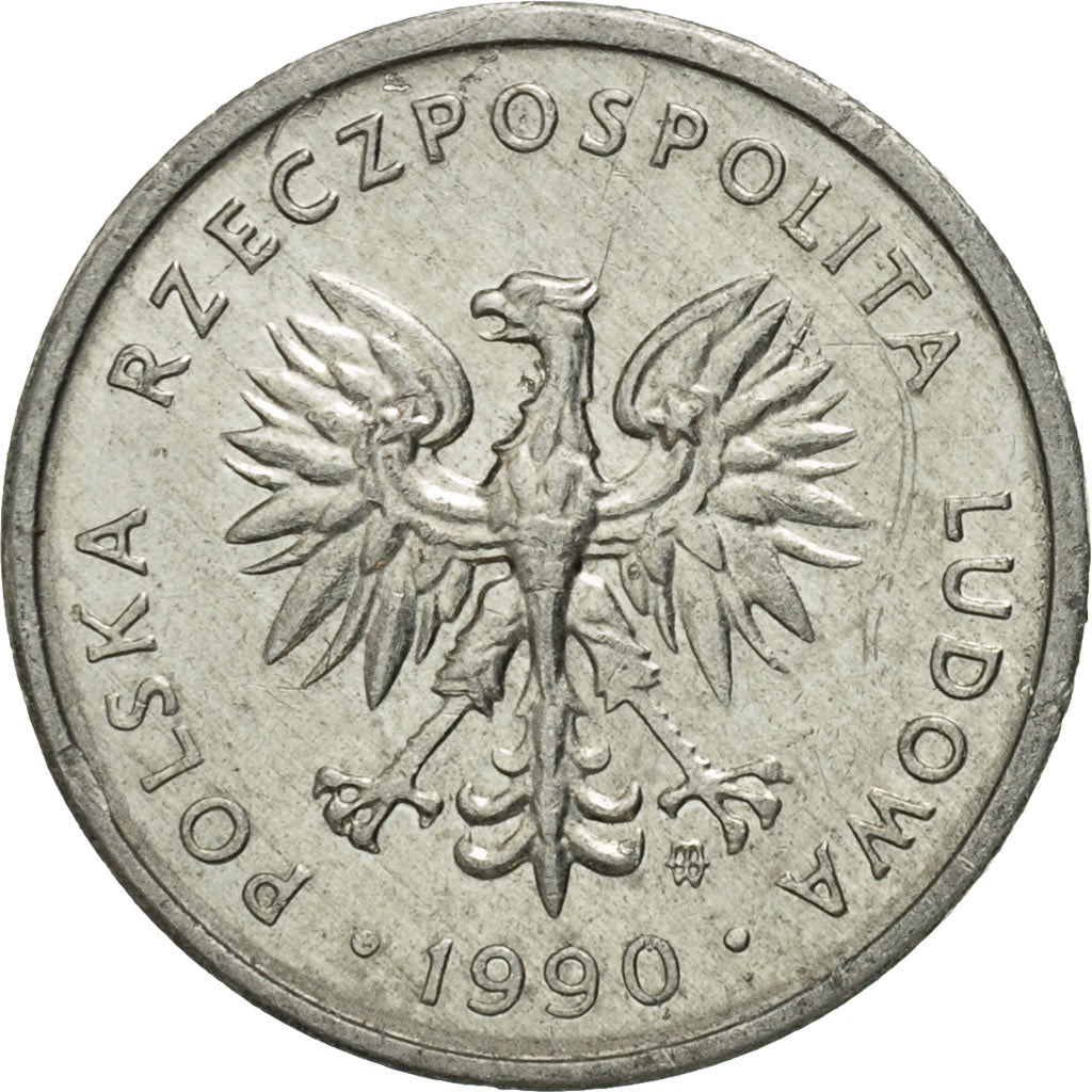 Coin, Poland, 2 Zlote, 1990, Warsaw, EF(40-45), Aluminum, KM:80.3