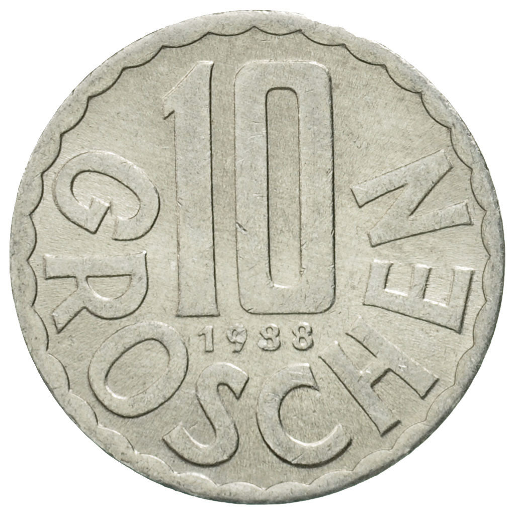 Moneda, Austria, 10 Groschen, 1988, Vienna, MBC, Aluminio, KM:2878