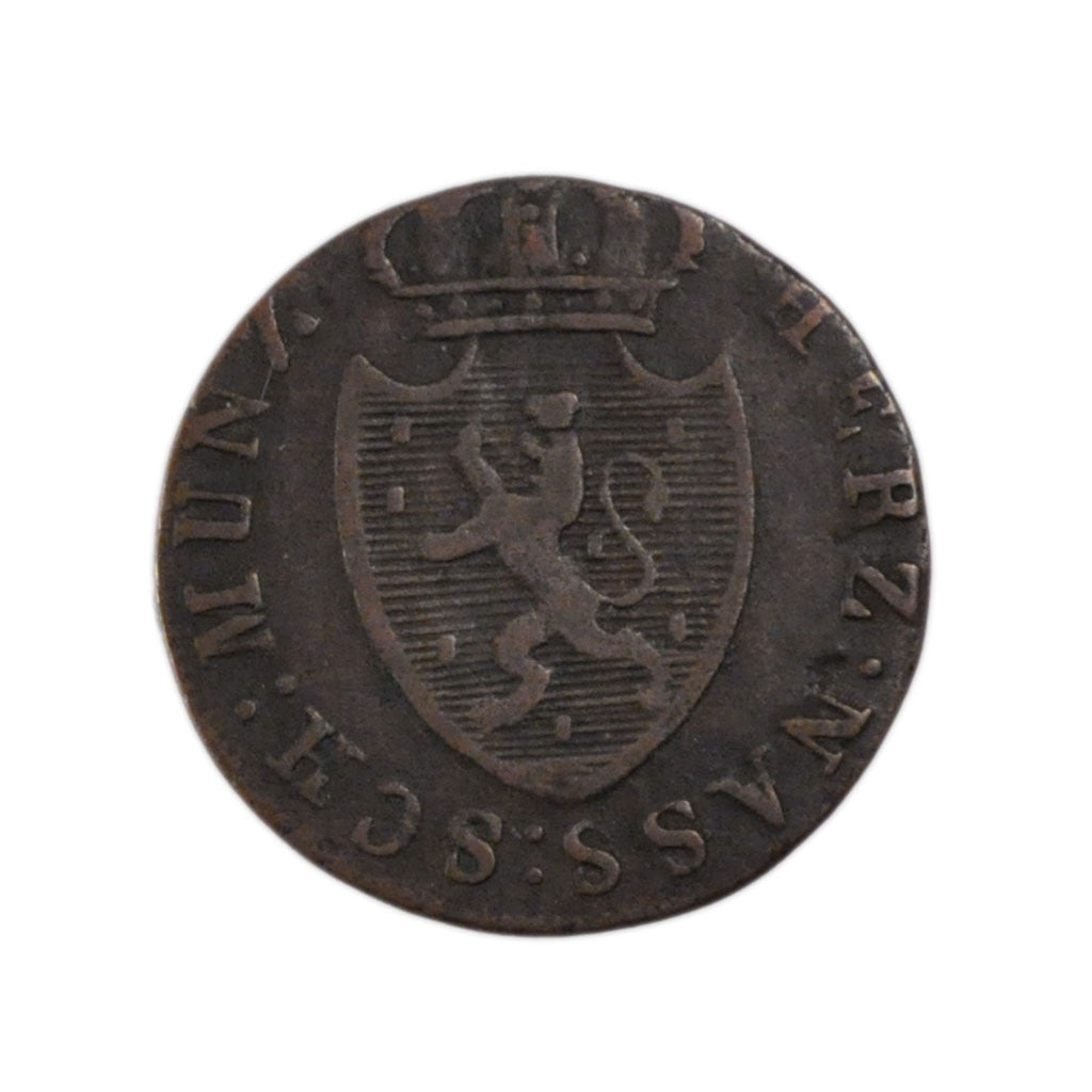 Munten, Duitse staten, NASSAU, Wilhelm, 1/4 Kreuzer, 1819, Wiesbaden, ZF+, Koper