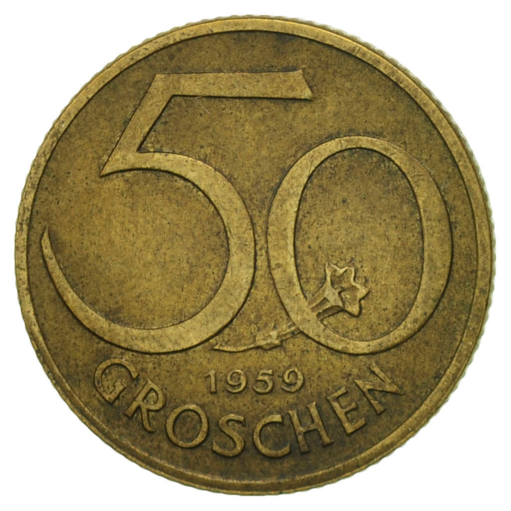 Moneta, Austria, 50 Groschen, 1959, MB, Alluminio-bronzo, KM:2885