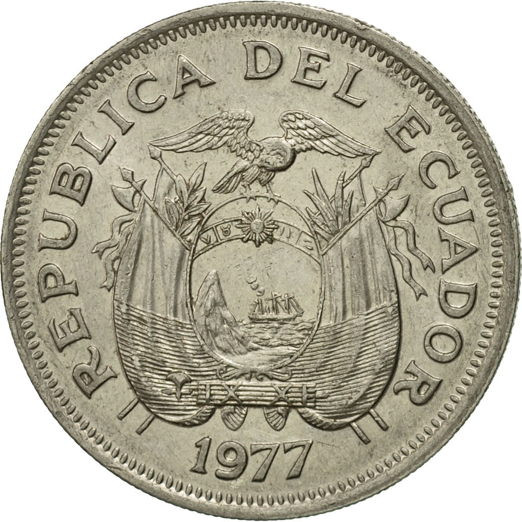 Coin, Ecuador, Sucre, Un, 1977, VF(30-35), Nickel Clad Steel, KM:83
