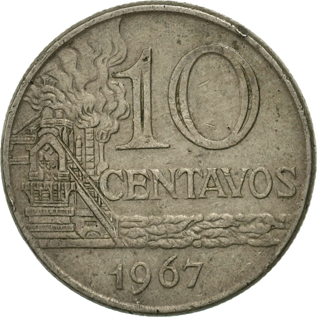 Coin, Brazil, 10 Centavos, 1967, VF(30-35), Copper-nickel, KM:578.1