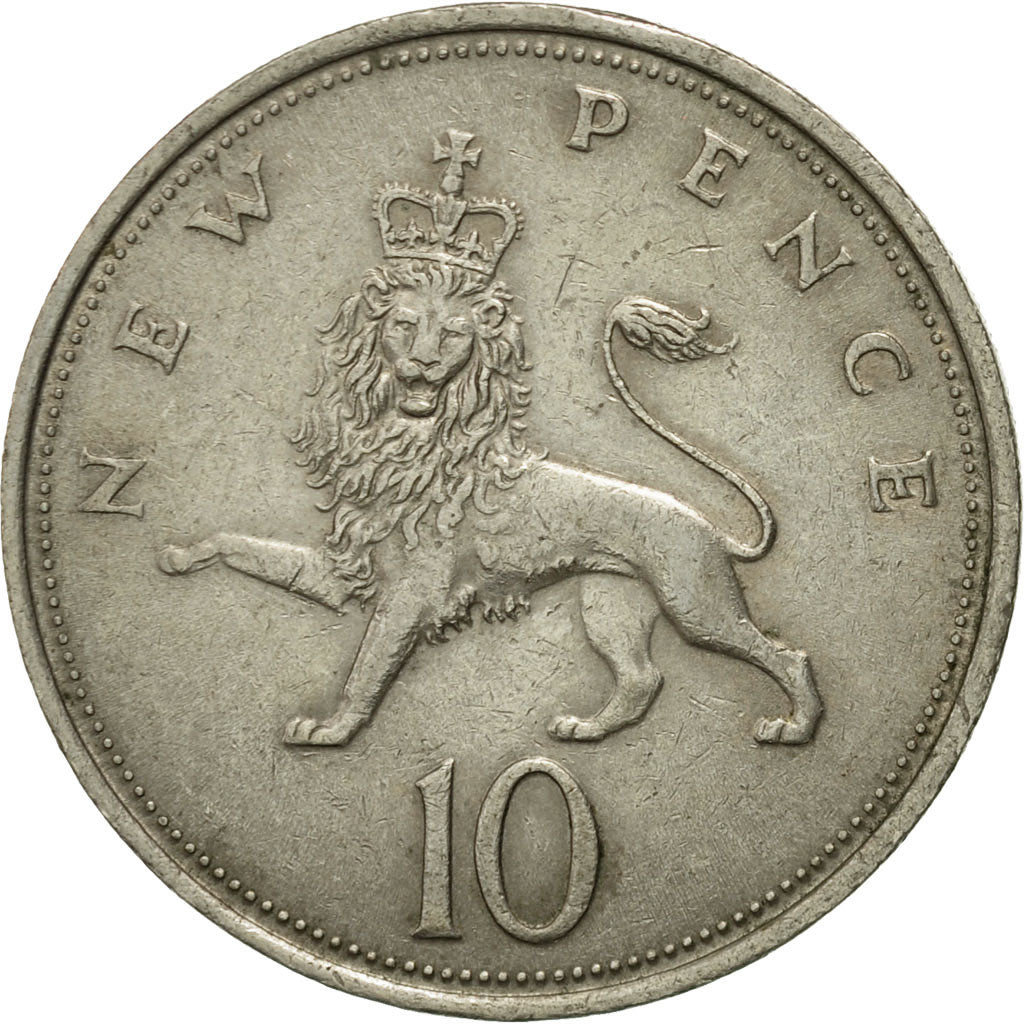 Moneda, Gran Bretaña, Elizabeth II, 10 New Pence, 1969, BC+, Cobre - níquel