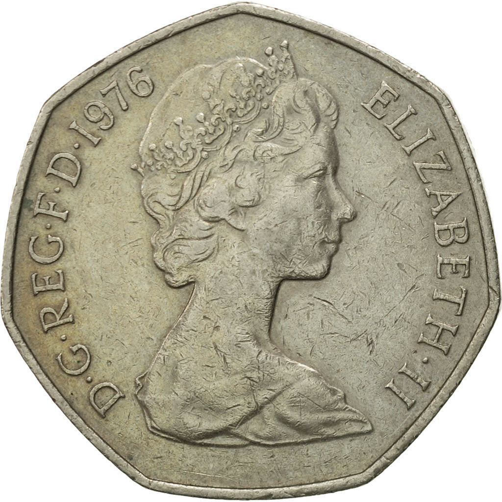 Coin, Great Britain, Elizabeth II, 50 New Pence, 1976, VF(30-35), Copper-nickel