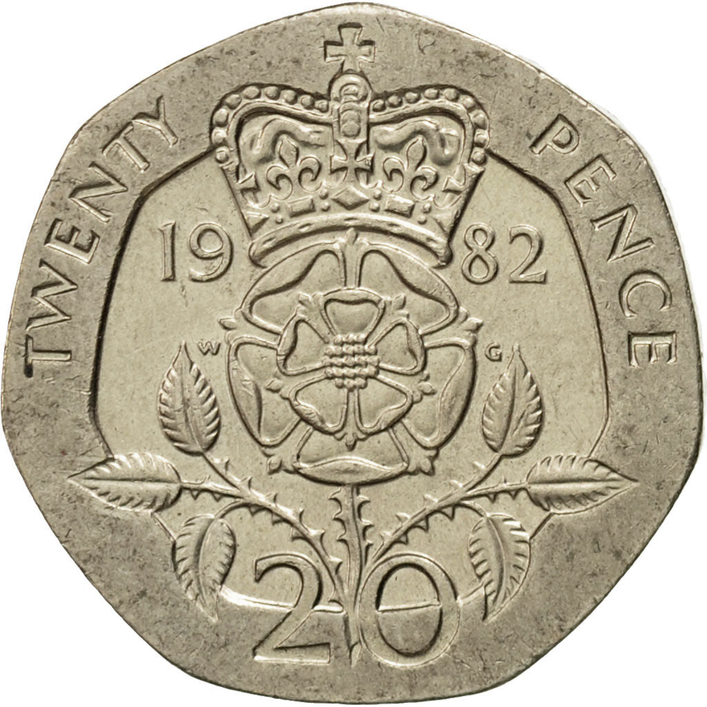 Coin, Great Britain, Elizabeth II, 20 Pence, 1982, VF(30-35), Copper-nickel