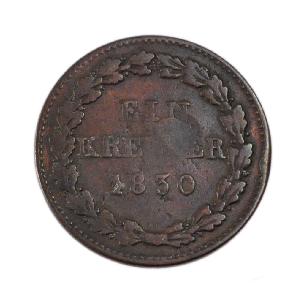 GERMAN STATES, Kreuzer, 1830, Wiesbaden, KM #51, VF(20-25), Copper, 22-24, 3.90