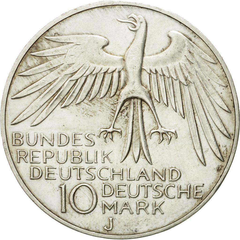 Moneta, GERMANIA - REPUBBLICA FEDERALE, 10 Mark, 1972, Hamburg, MB+, Argento