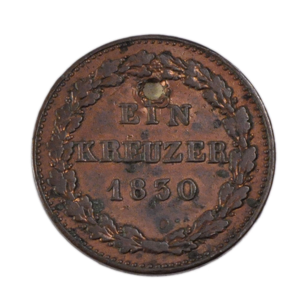 Monnaie, Etats allemands, NASSAU, Wilhelm, Kreuzer, 1830, TTB+, Cuivre