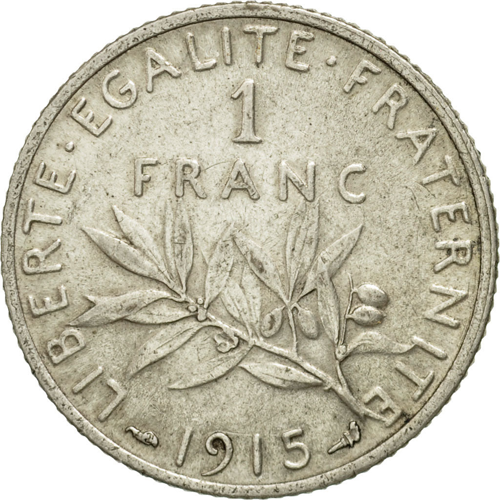 Monnaie, France, Semeuse, Franc, 1915, Paris, TB+, Argent, KM:844.1, Gadoury:467