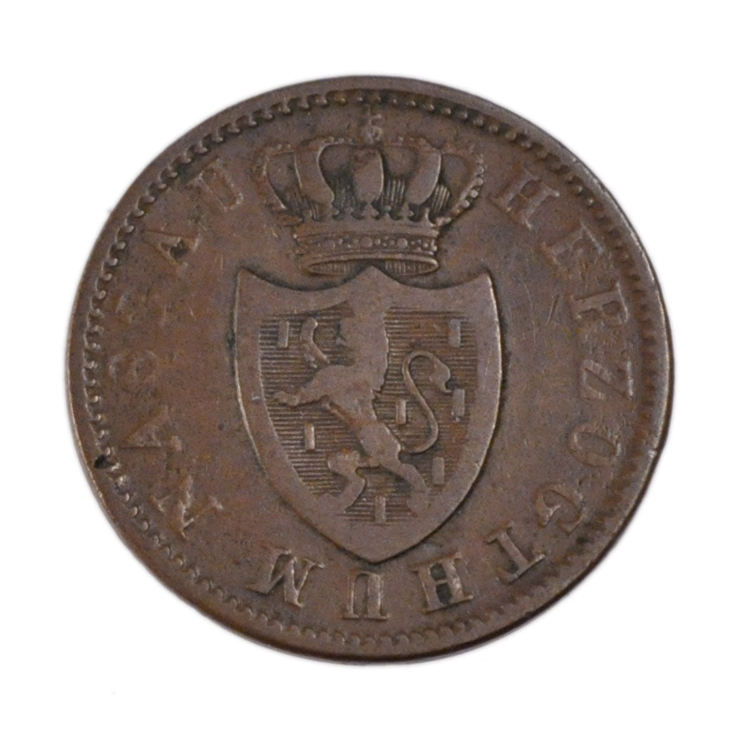 GERMAN STATES, Kreuzer, 1842, Wiesbaden, KM #67, VF(20-25), Copper, 3.50