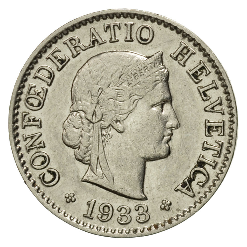 Moneda, Suiza, 5 Rappen, 1933, Bern, BC+, Níquel, KM:26b