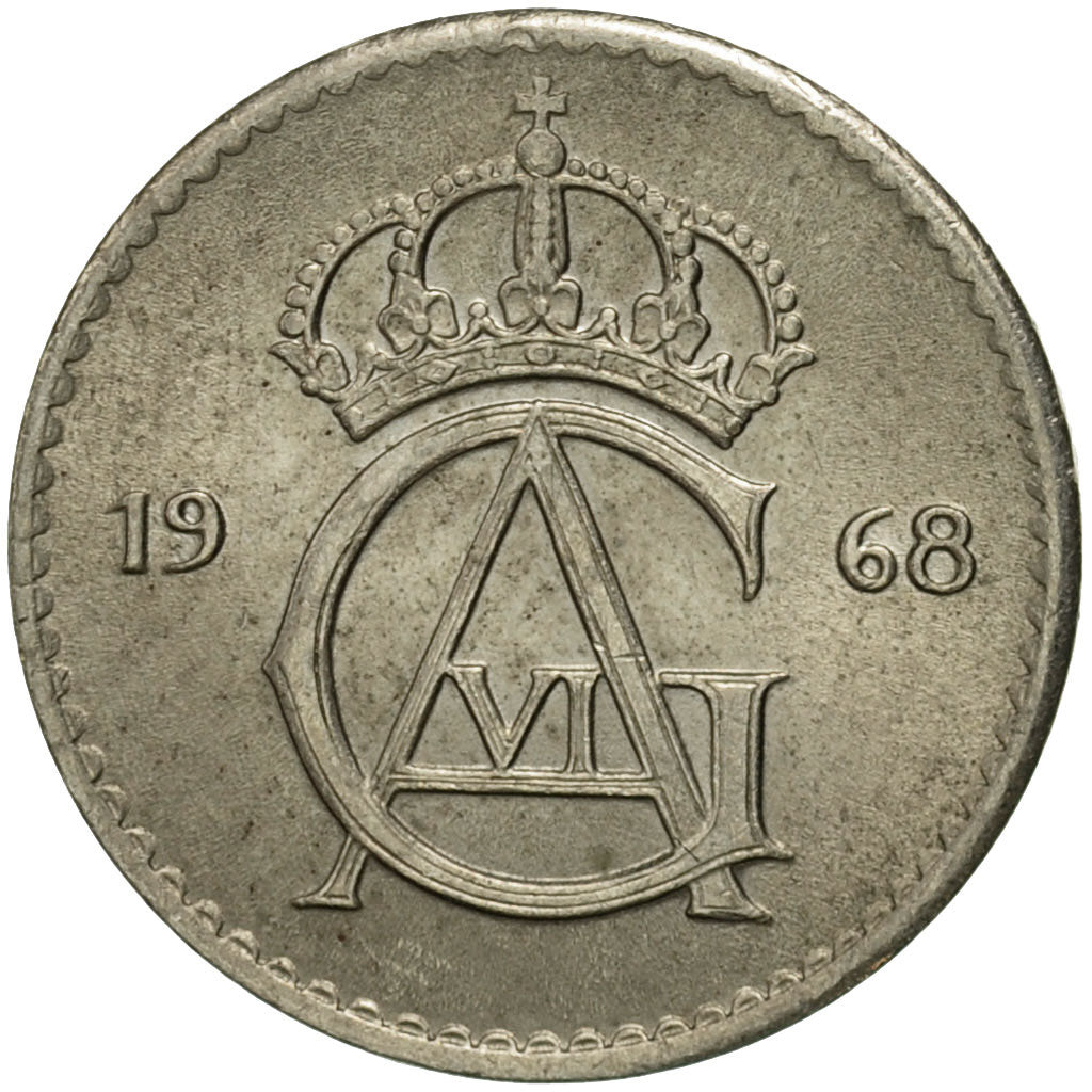 Coin, Sweden, Gustaf VI, 25 Öre, 1968, VF(30-35), Copper-nickel, KM:836