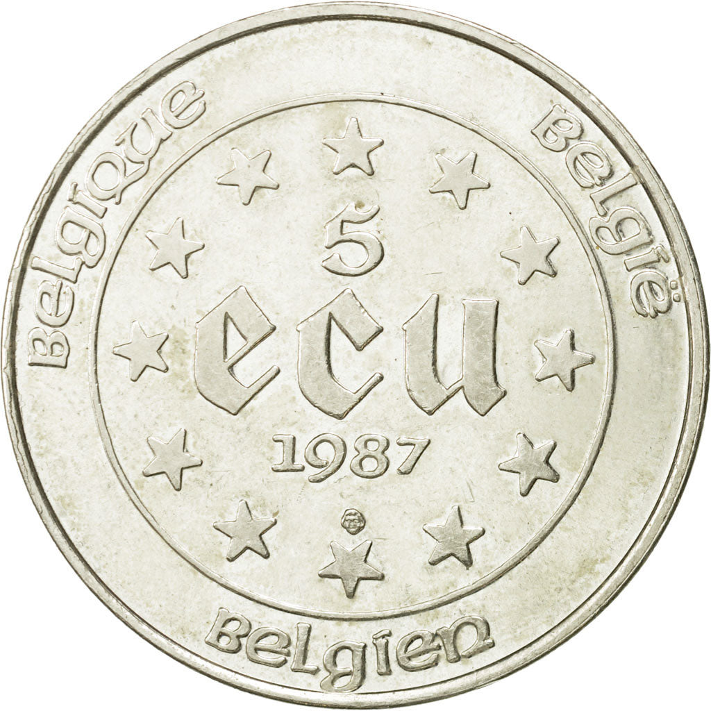 Moneta, Belgio, 5 Ecu, 1987, BB, Argento, KM:166