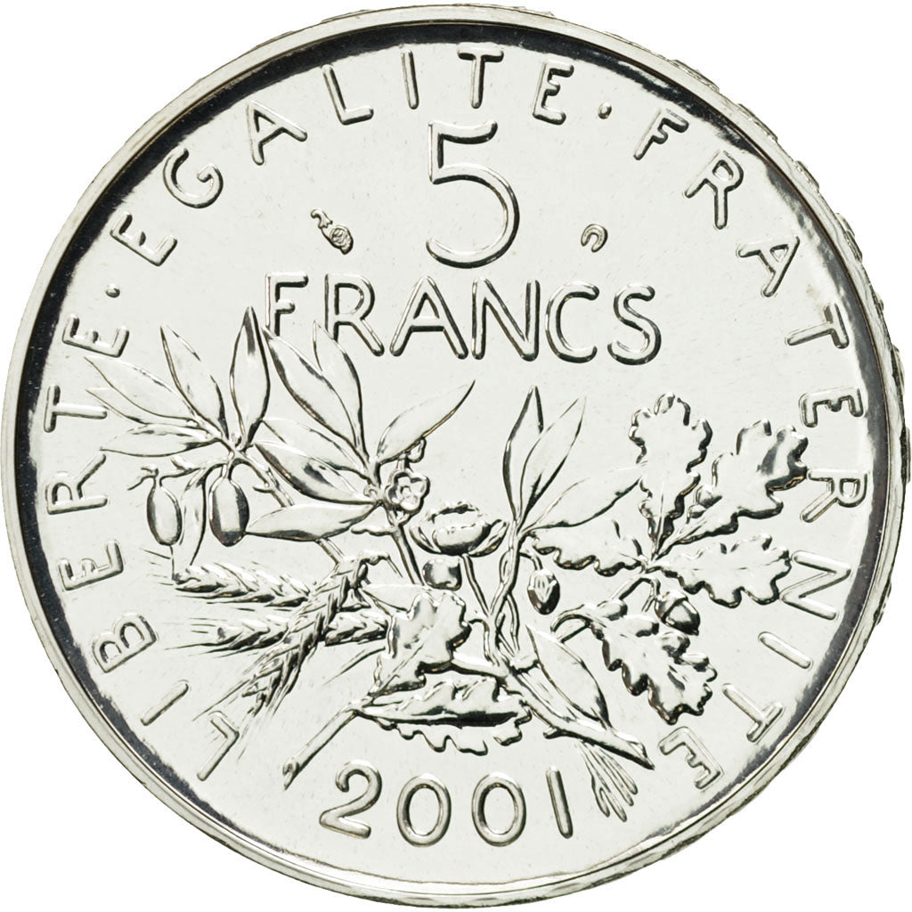 Moneta, Francia, 5 Francs, 2001, Paris, FDC, Argento, KM:1309, Gadoury:771a