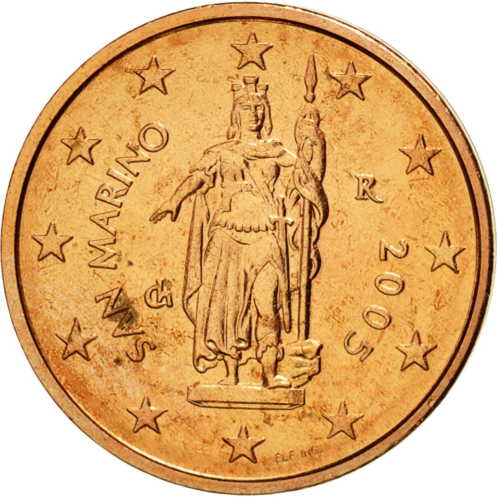 San Marino, 2 Euro Cent, 2005, MS(63), Copper Plated Steel, KM:441