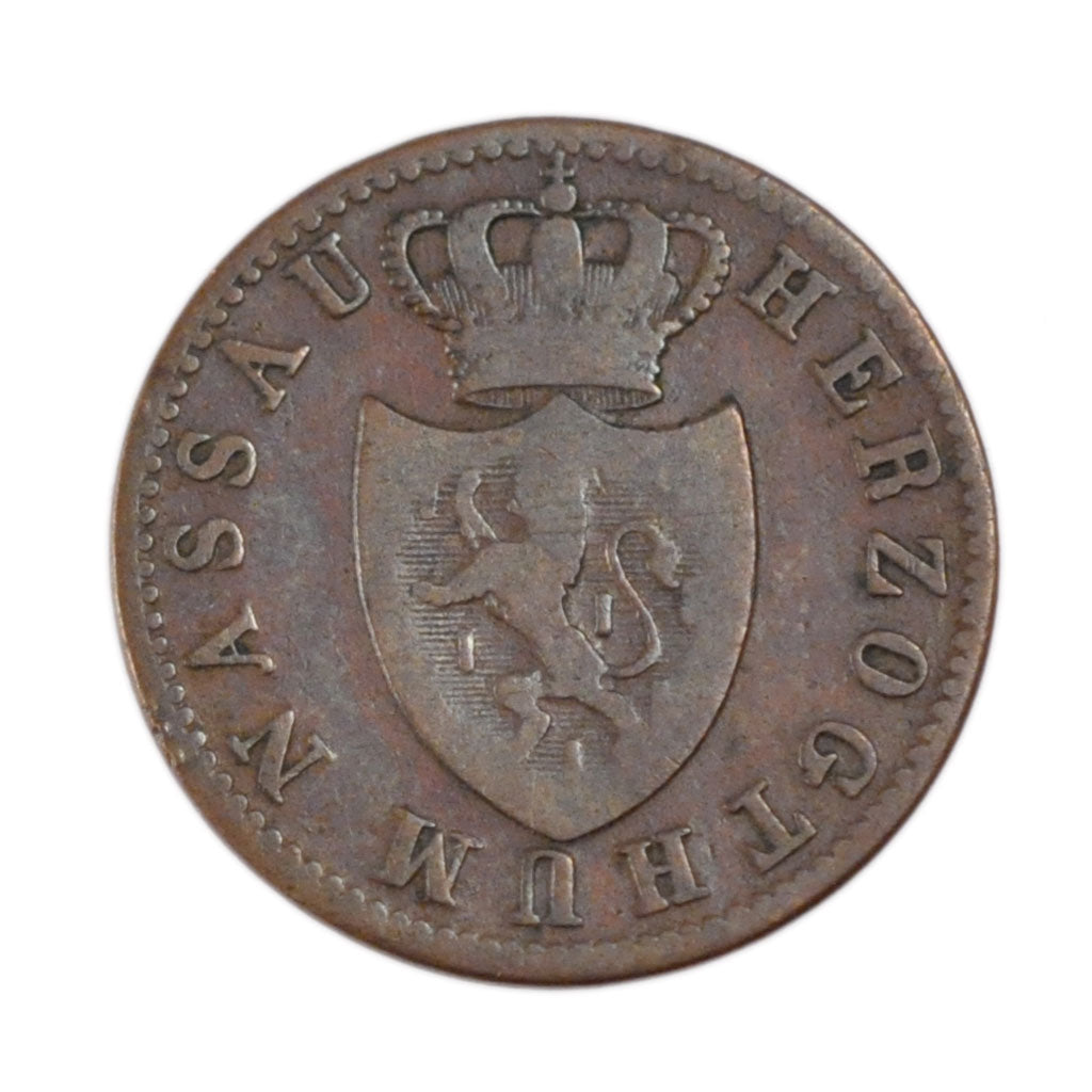 GERMAN STATES, Kreuzer, 1856, Wiesbaden, KM #67, VF(20-25), Copper, 3.50