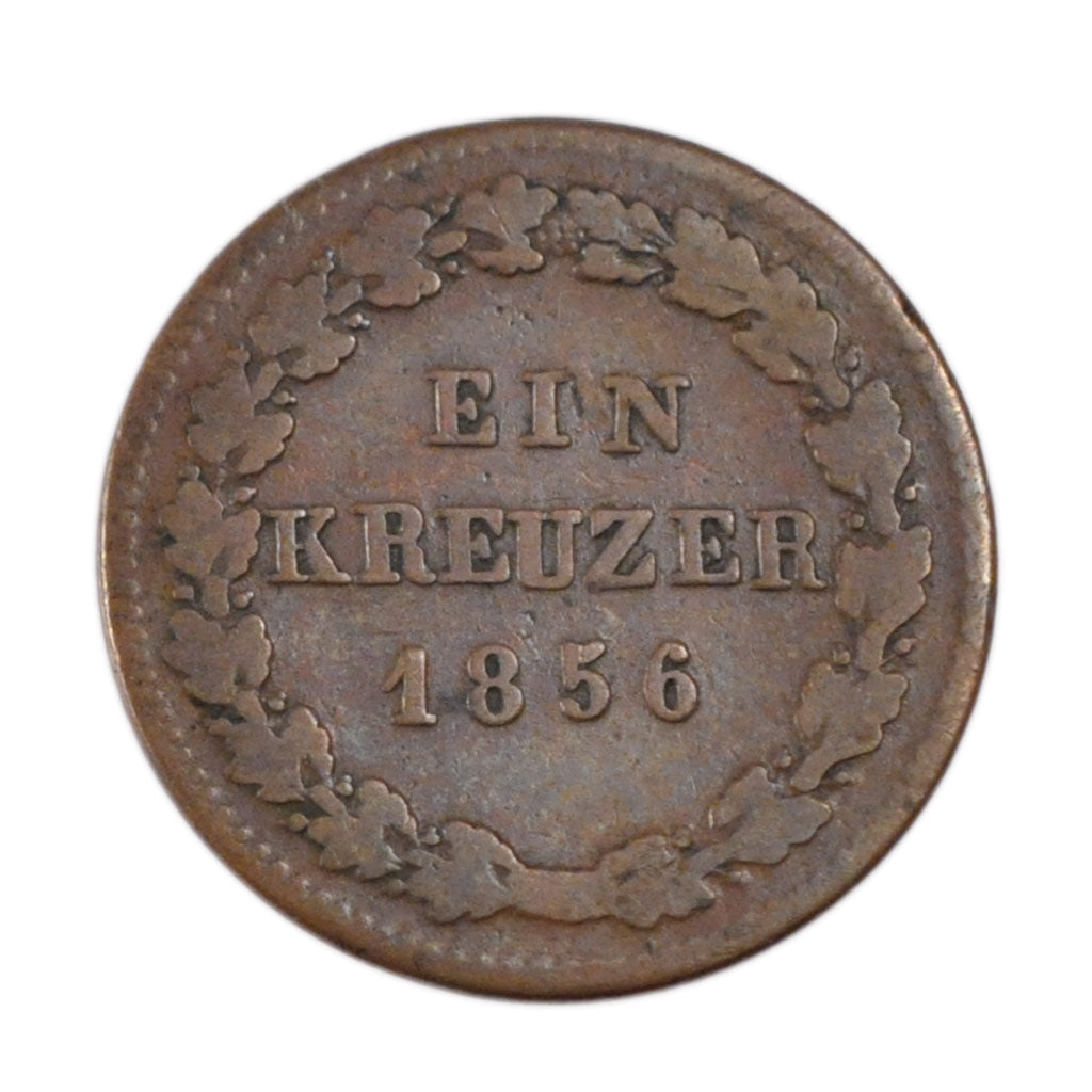 GERMAN STATES, Kreuzer, 1856, Wiesbaden, KM #67, VF(20-25), Copper, 3.50