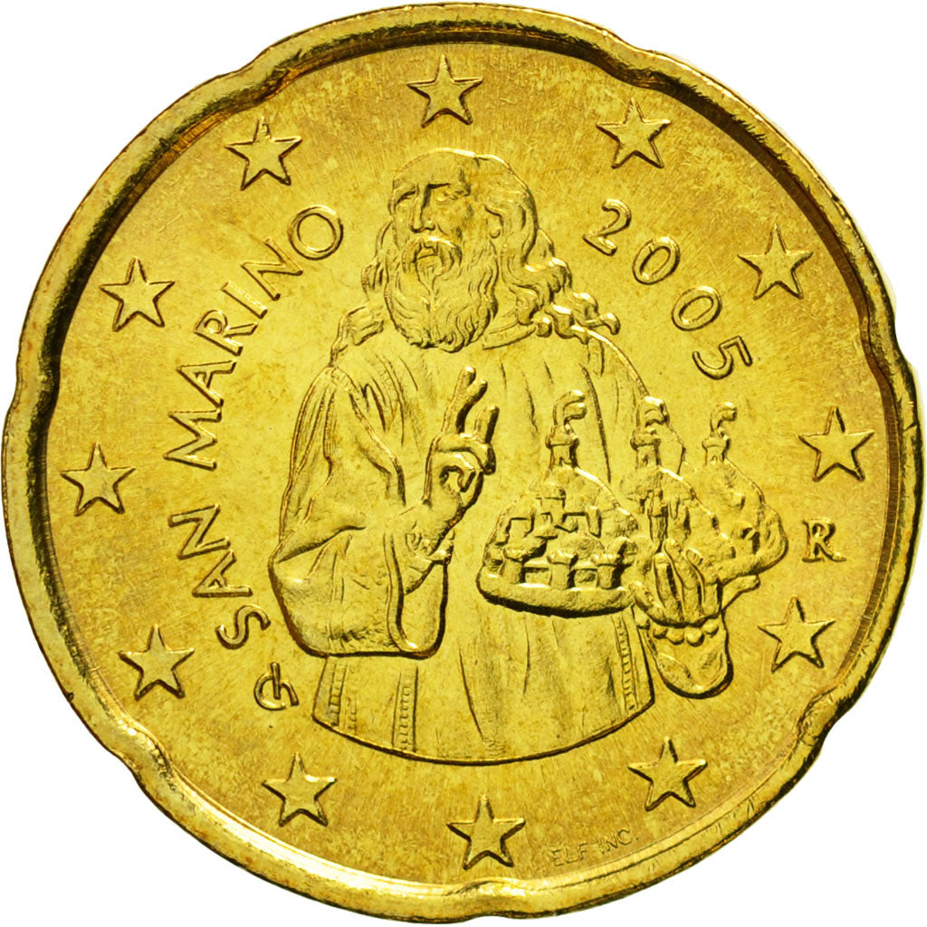 San Marino, 20 Euro Cent, 2005, STGL, Messing, KM:444